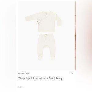 Quincy Mae Wrap Top + Footed Pant Set || Ivory 0-3 months